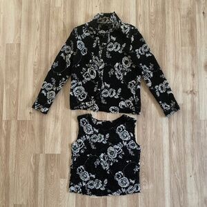 Vintage Y2K Two-Piece Floral Set – Sleeveless Top & Matching Jacket